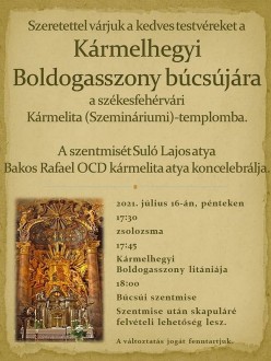 Kármelhegyi Boldogasszony búcsú lesz a Szemináriumi templomban pénteken